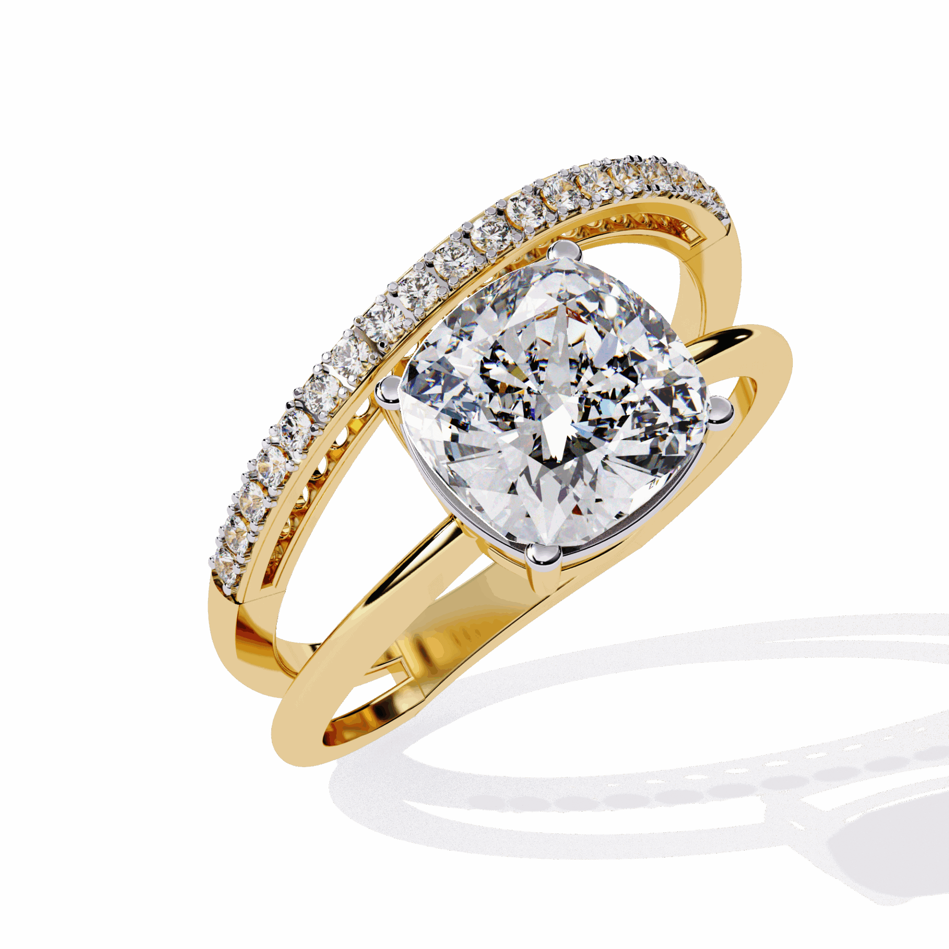 2.5 Carat Cushion Signature Wear Ring in Moissanite | House of Estara