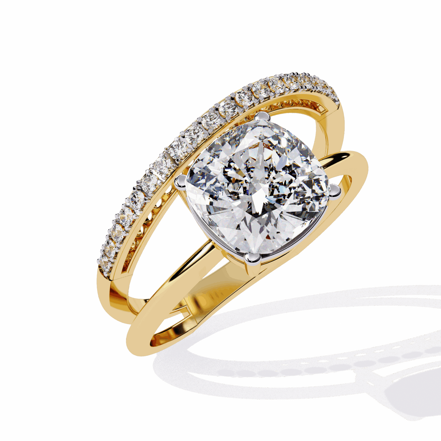 2.5 Carat Cushion Signature Wear Ring in Moissanite | House of Estara