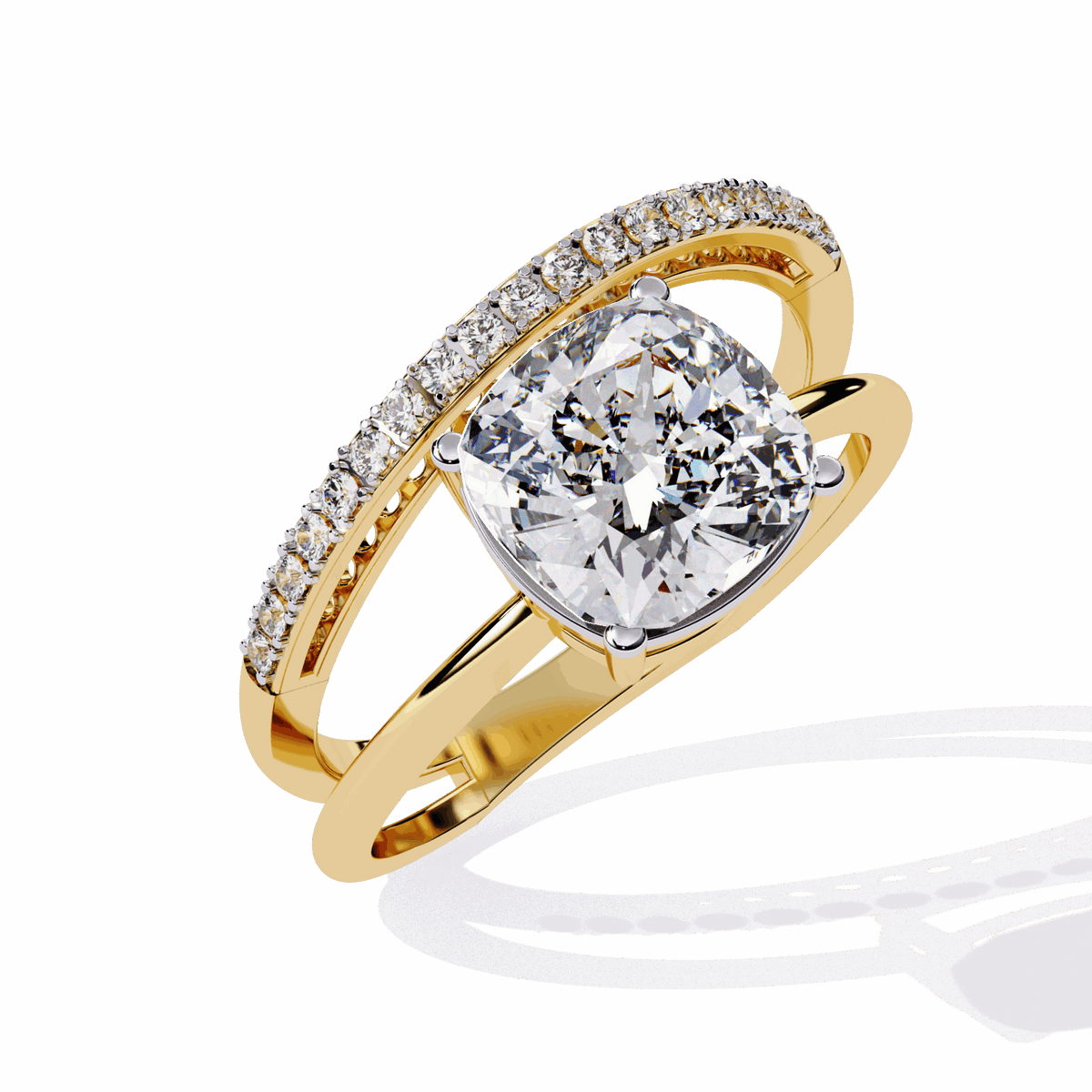 2.5 Carat Cushion Signature Wear Ring in Moissanite | House of Estara