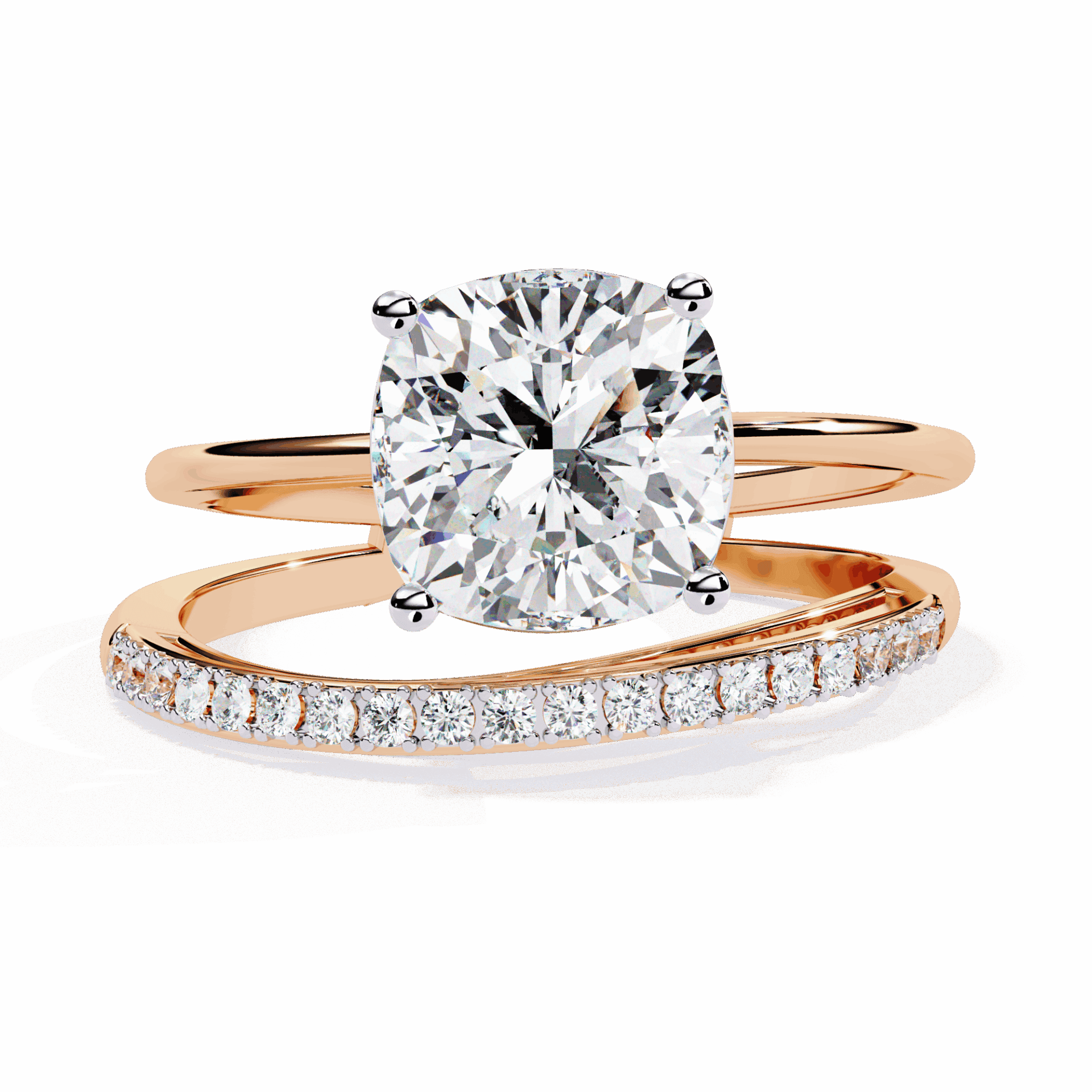 2.5 Carat Cushion Signature Wear Ring in Moissanite | House of Estara
