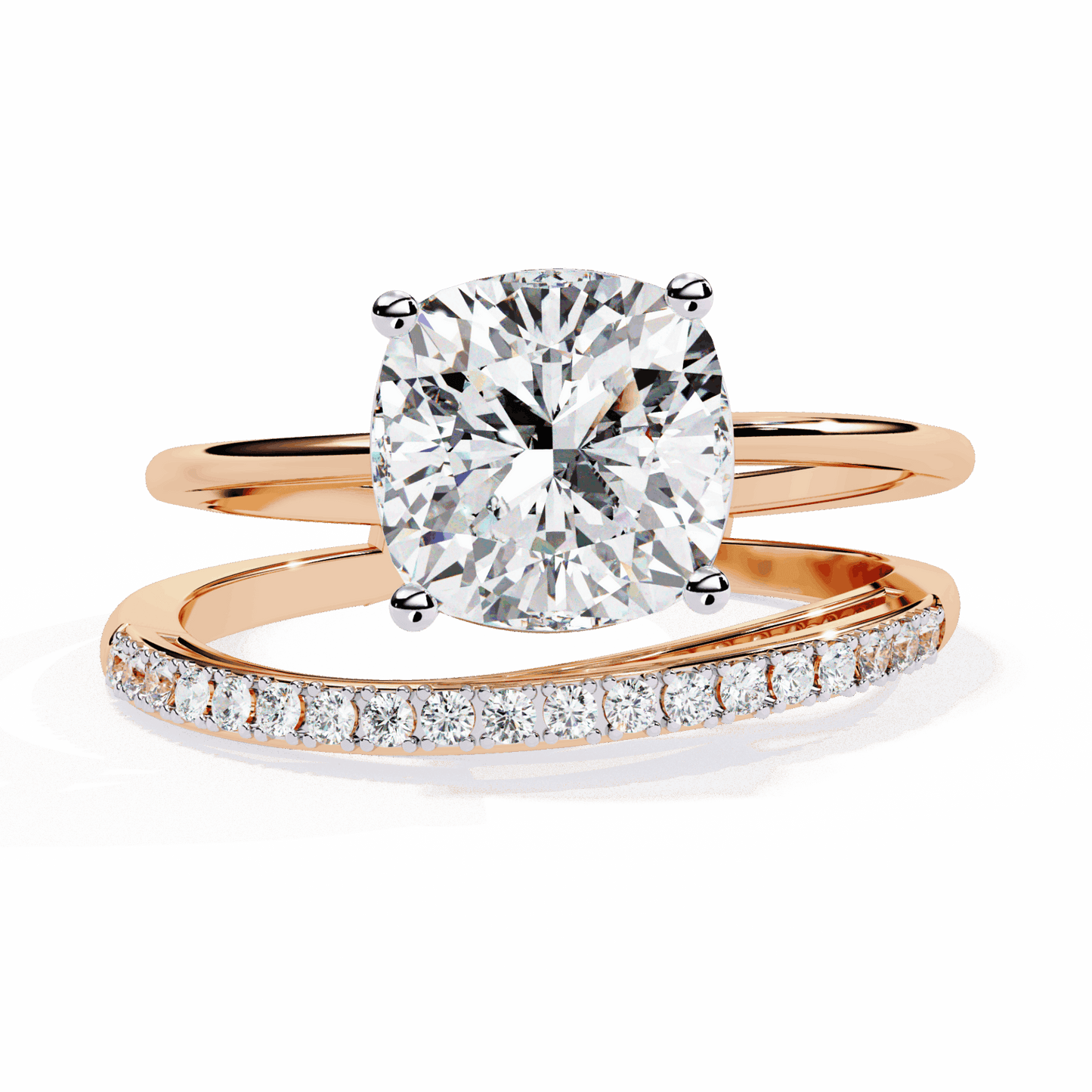 2.5 Carat Cushion Signature Wear Ring in Moissanite | House of Estara