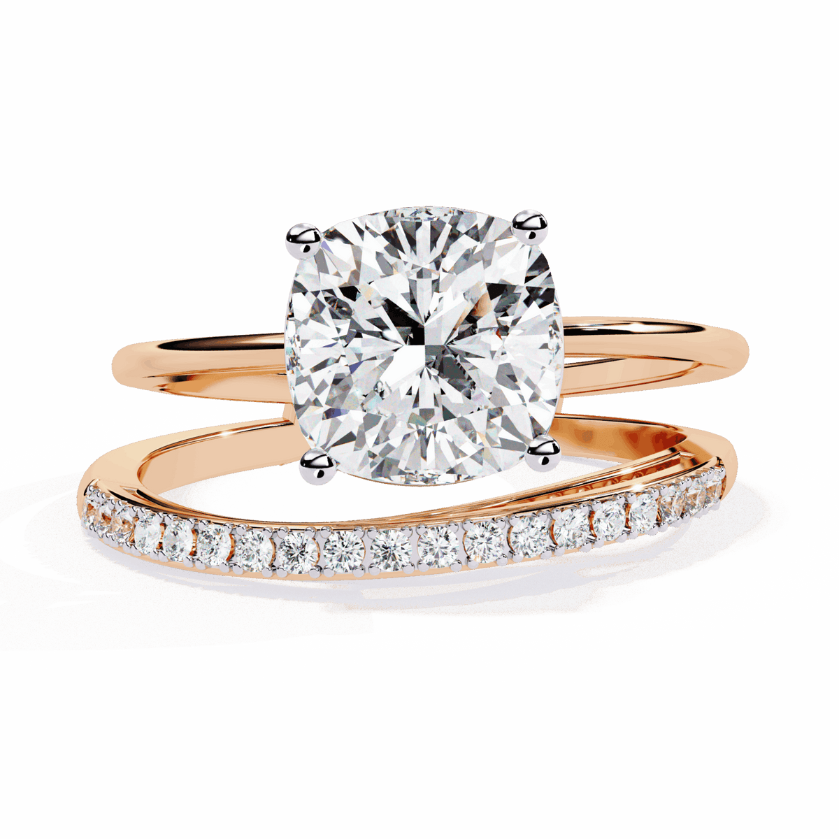 2.5 Carat Cushion Signature Wear Ring in Moissanite | House of Estara