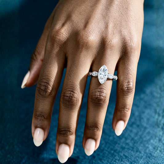 1.75 Carat Marquise Cut Endless Love Solitaire Moissanite Wedding Ring